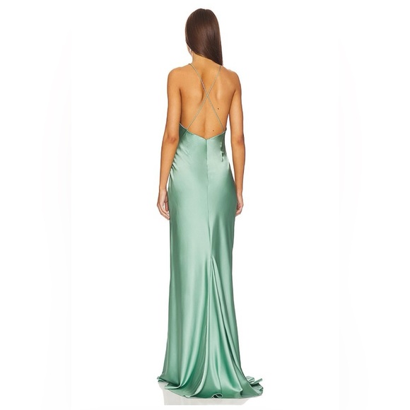 NWT! SER.O.YA EMMA 100% SILK GOWN in Feldspar Green Size S Seroya - Picture 9 of 13
